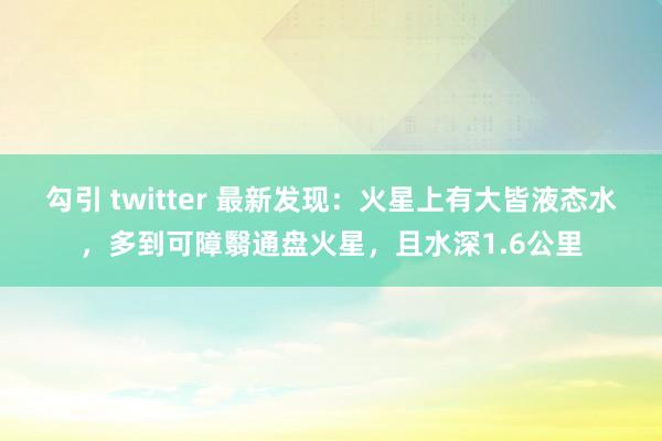 勾引 twitter 最新发现：火星上有大皆液态水，多到可障翳通盘火星，且水深1.6公里