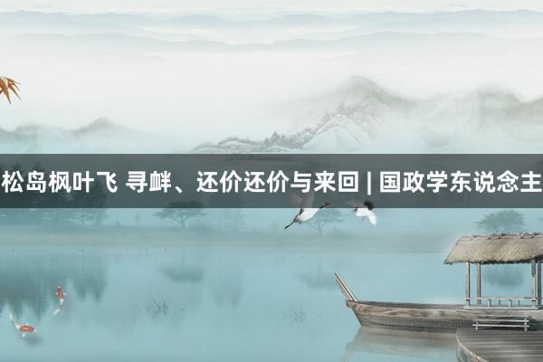 松岛枫叶飞 寻衅、还价还价与来回 | 国政学东说念主