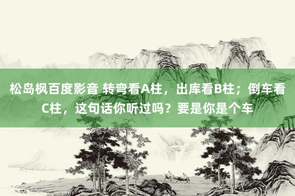 松岛枫百度影音 转弯看A柱,出库看B柱;倒车看C柱,这句话你听过吗?要是你是个车
