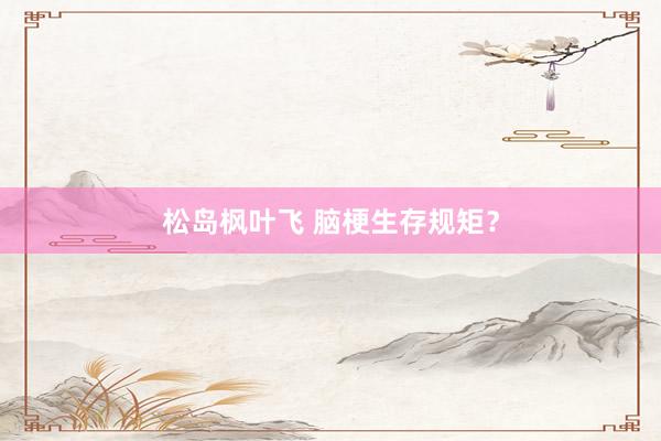 松岛枫叶飞 脑梗生存规矩？